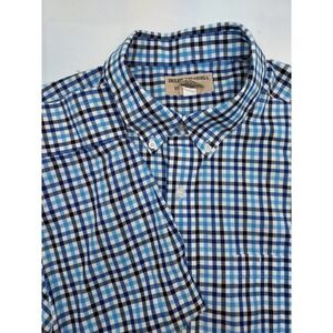 Duluth Trading Co. Wrinklefighter Blue Plaid Button Down Shirt - Men's L‎ Tall